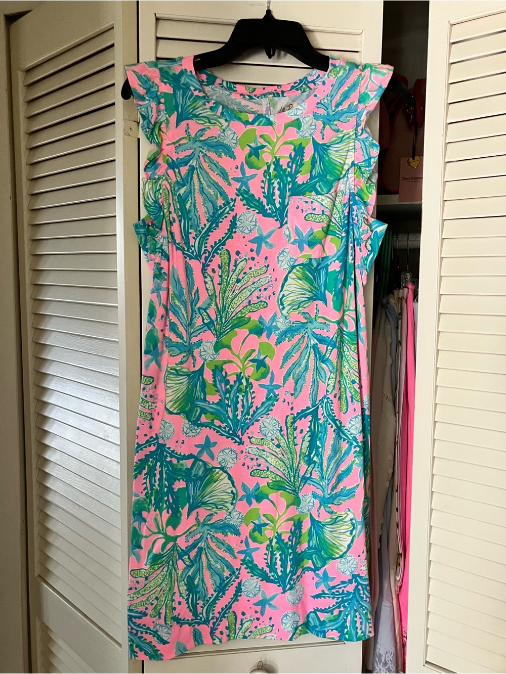 Lilly Pulitzer Pink Green Blue Tropical Print Shift Dress
